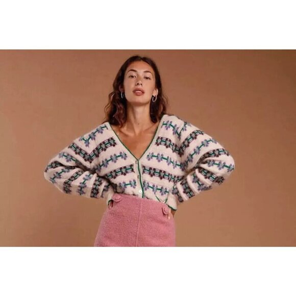 💕ROUJE💕 Chunky Jacquard Leora Cardigan 38 NWOT - Picture 6 of 16
